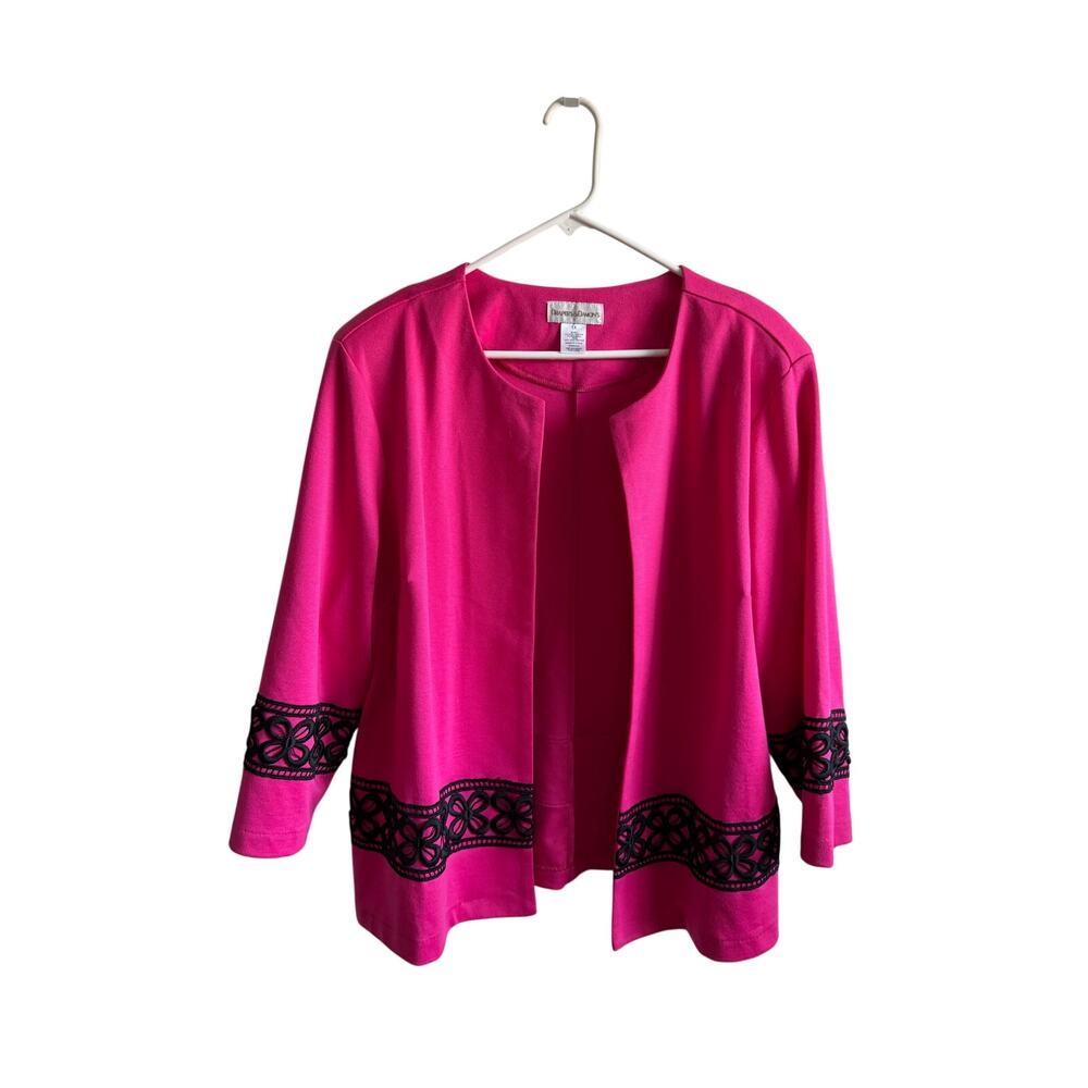 Draper’s & Damon’s Pink Jacket 1X Open Front Lace Trim Lightweight